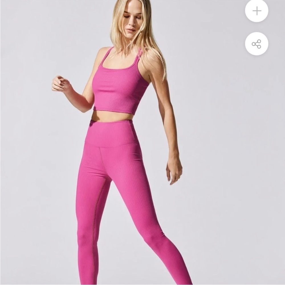 Carbon38 set size XS pink ribbed top and bottoms
